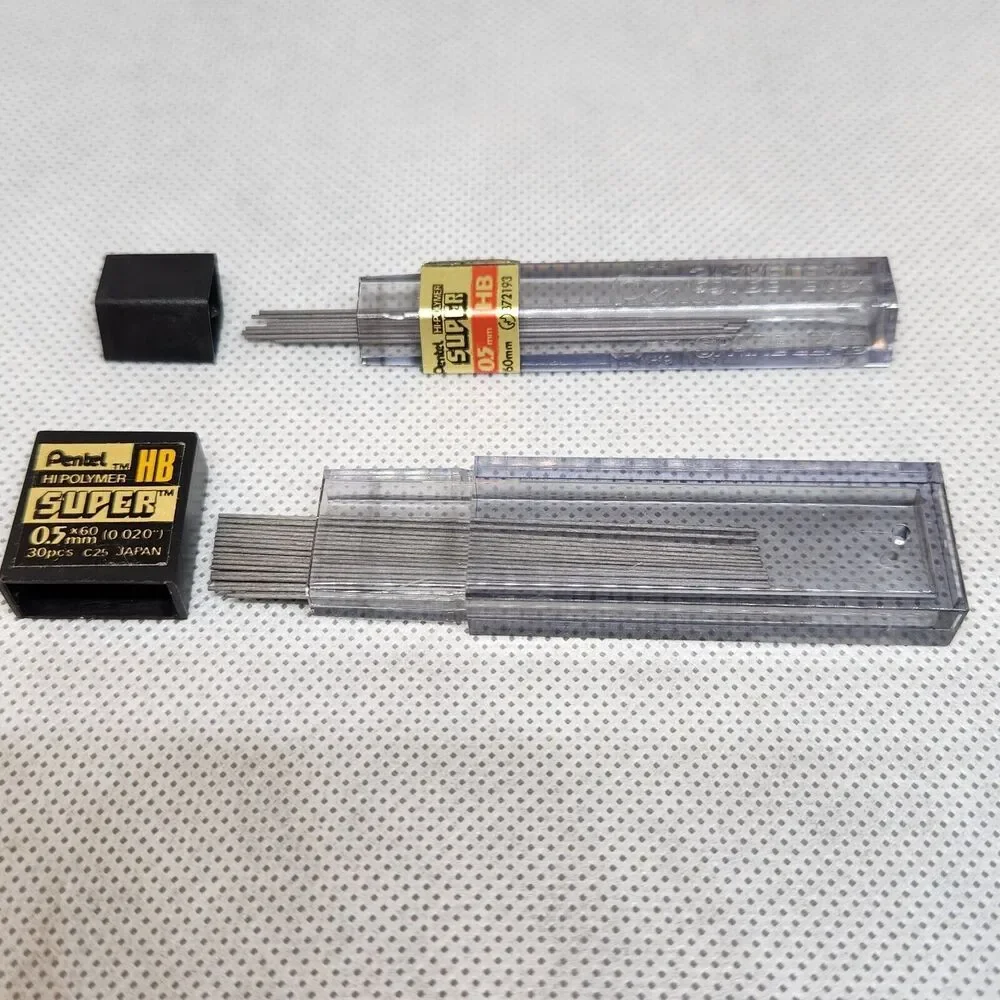 Pentel Super Hi-Polymer Lead Refills, 0.5mm, 0.7mm, 0.9mm Lot of 8 tubes